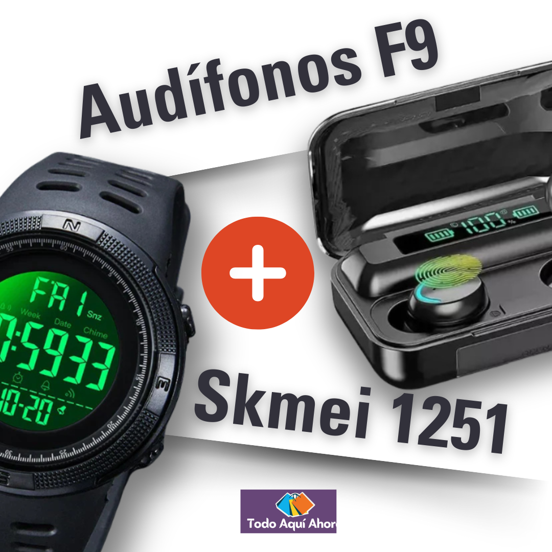 Audífonos F9 y Reloj Deportivo Skmei 1251: Tu Aliado en Cada Entrenamiento